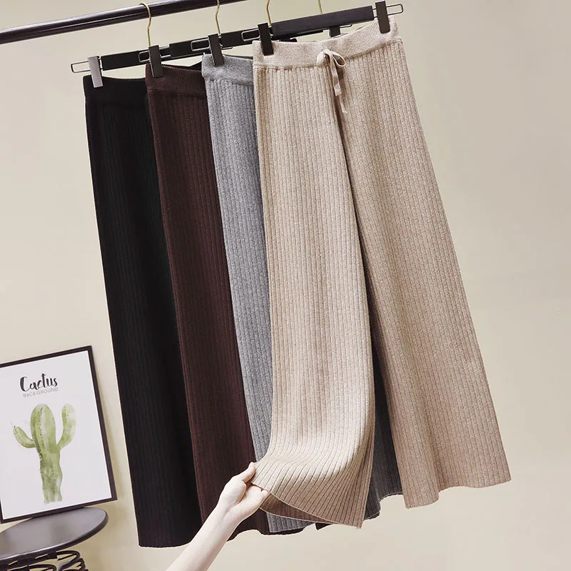 FOLOBE женские трикотажные широкие брюки новые толстые теплые модные осенне зимние