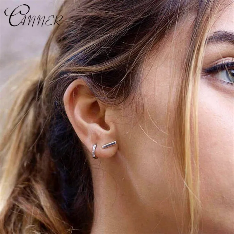 Женские серьги-гвоздики CANNER маленькие круглые серьги из серебра 100% пробы с