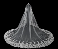 nzuk gorgeous 5m long cathedral wedding veils with pearl lace appliques soft tulle one layer bridal veil velo catedral ivory