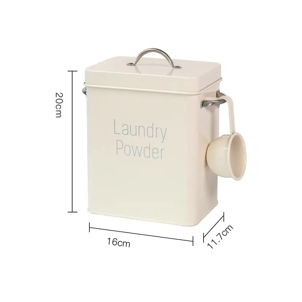 

Small Multifunction Household Accessories New Washing Powder Rice Storage Box Iron Debris Snacks Covered Bucket Barrel Spoon