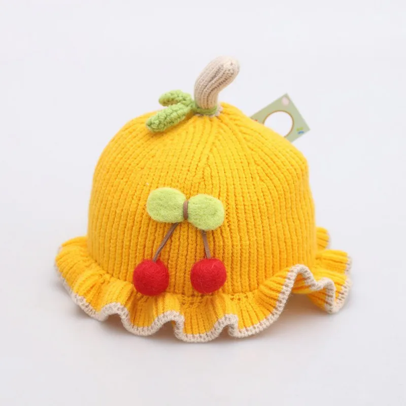 

Infant Baby Knit Hat Soft Cute Hat Winter Christening with Patchwork Color Winter Warm Accessories Caps