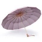 Зонт женский ветрозащитный, тройной, 16K, складной с УФ защитой