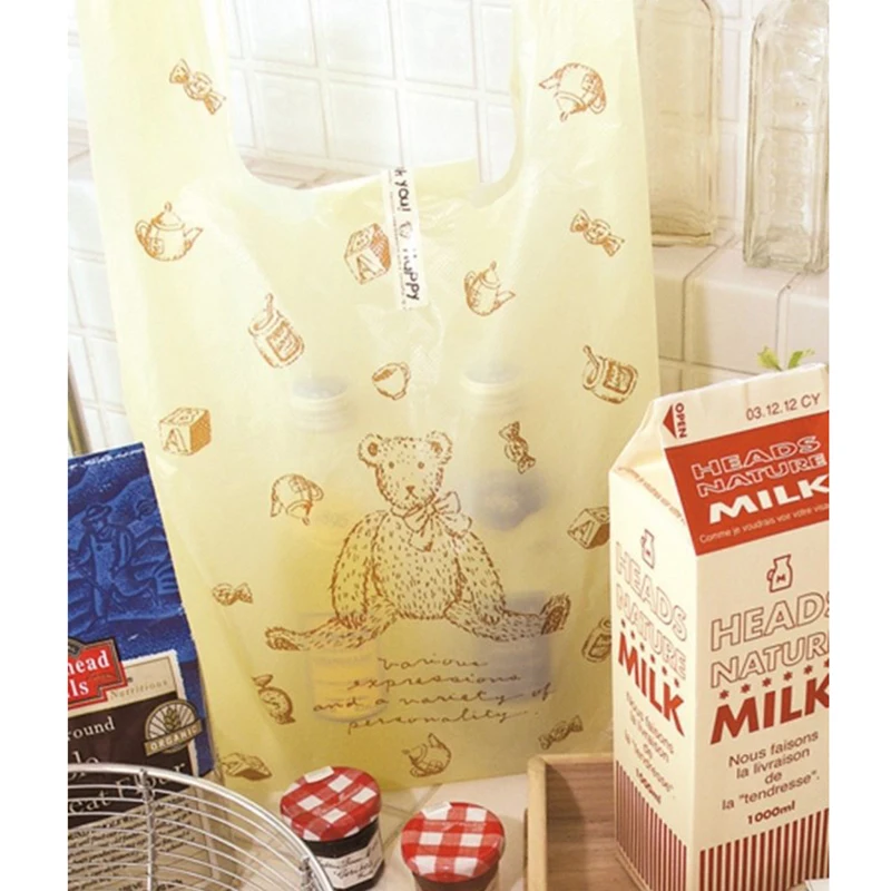 100 шт./упак. пластиковые пакеты с милыми медведями сумка для покупок пластиковая