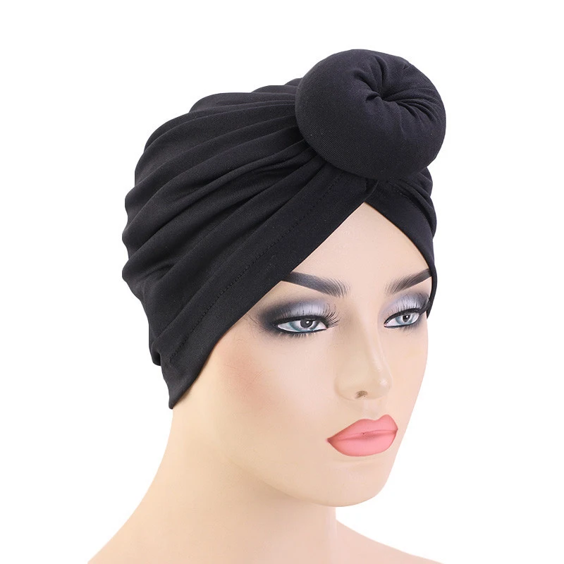

Women Twist Knot India Hat Knotted Turban Chemo Cap Headwear Wrap Scarf Beanie Bonnet Headscarf Muslim Hair Loss Cover Skullies