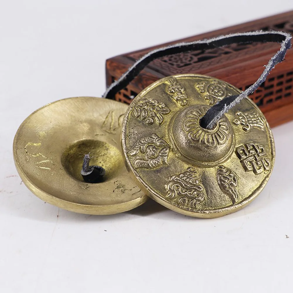 1 пара прочных Tingsha Bell Lucky металлическое рельефное блюдце буддийская тарелка