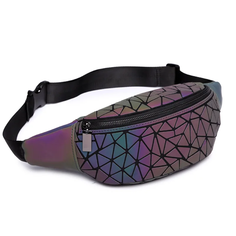 

Fashion Luminous Waist Bags For Women 2022 Waist Fanny Packs Belt Bag Luxury Brand Leather Chest Handbag Geometry Waist Packs