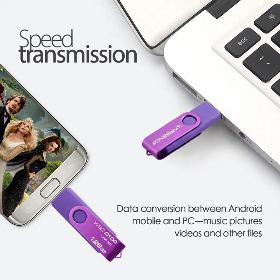 

WANSENDA 128GB USB 3.0 Flash Drive OTG 2 IN 1 USB3.0 & Micro USB Pen Drive 16GB 32GB 64GB 256GB High Speed Pendrive