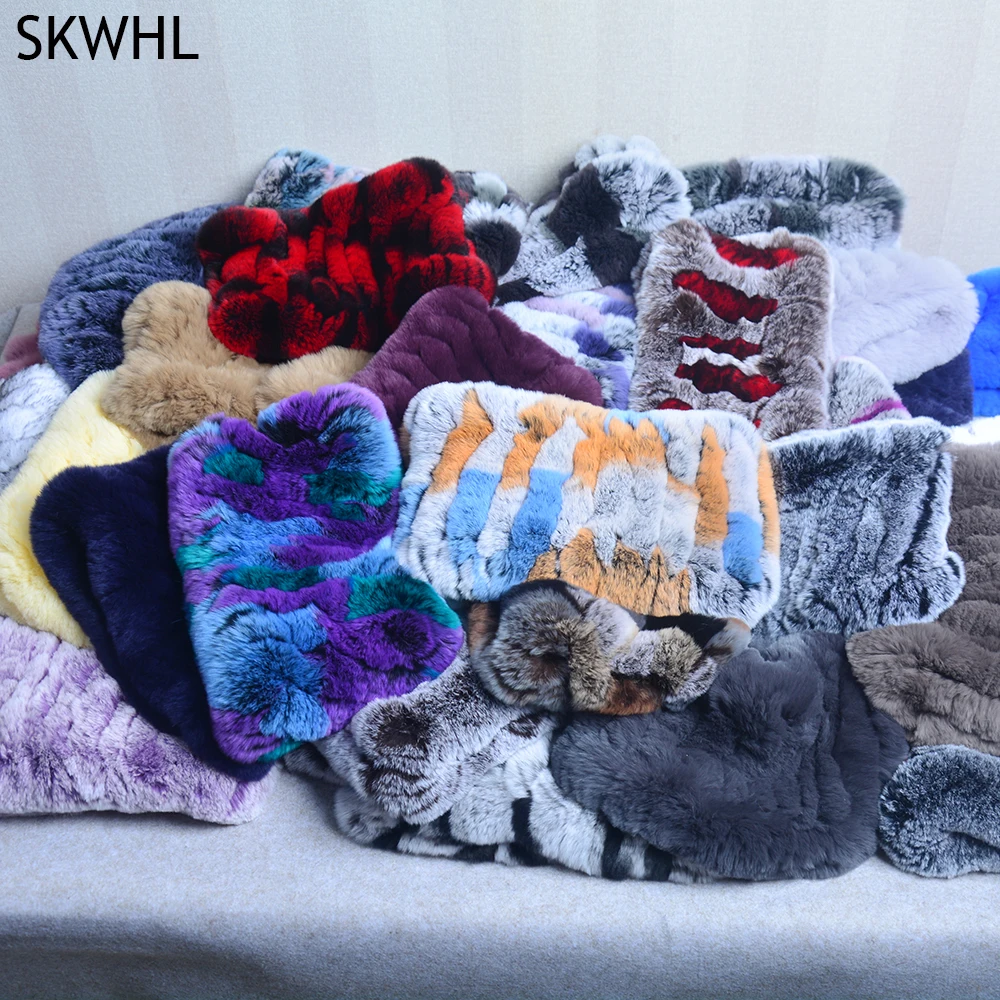 

2021 Real Rex Rabbit Fur Ring Scarf Women Knitted Real Rex Rabbit Fur Scarves Warm Soft Good Elastic Natural Fur Neckerchief