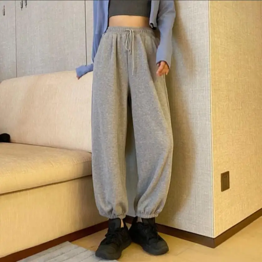 

LISCN 2020 Trend New Casual Pants Gray Sweatpants Women's Summer Thin Loose Drawstring Pants Draping Long Pants