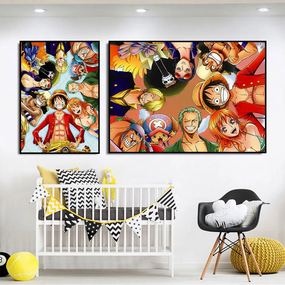 

Animation One Piece Luffy Straw Hat Sky Poster Wall Art Decor Japanese Style Prints Canvas Painting Picture Kids Room Home Decor