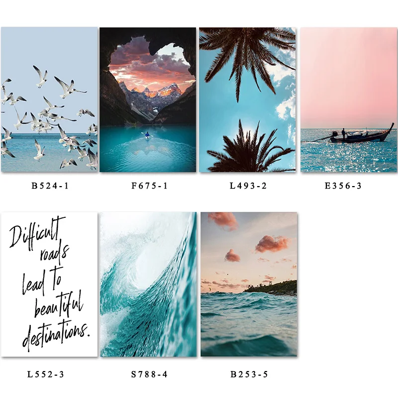 

Nature Sea Landscape Wall Art Home Decoration Nordic Sunset Ocean Canvas Painting Picture New World Poster for Living Room