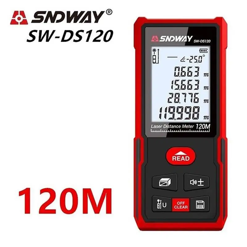 

SNDWAY Laser Rangefinder 120m 100m 70m 50m Waterproof Distance Meter Electronic Roulette Digital Rang Finder Tape Measurer Tool