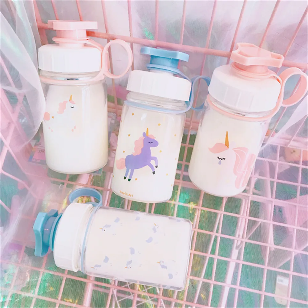 300 мл прозрачное стекло детская бутылка для воды милые бутылки напитков с