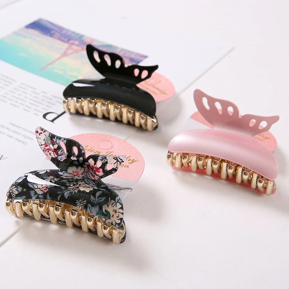 

Acrylic Butterfly Shape Hair Claws Clamps Women Solid Color Claw Clip Bath Clip Ponytail Clip Fashion Hair Clips Accessories