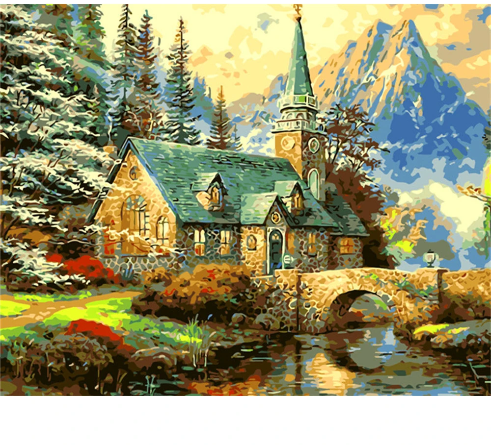

CraftArtGo Painting By Numbers Landscape Drawing On Canvas HandPainted Gift Picture By Number Waterfall Kits Home Decoration