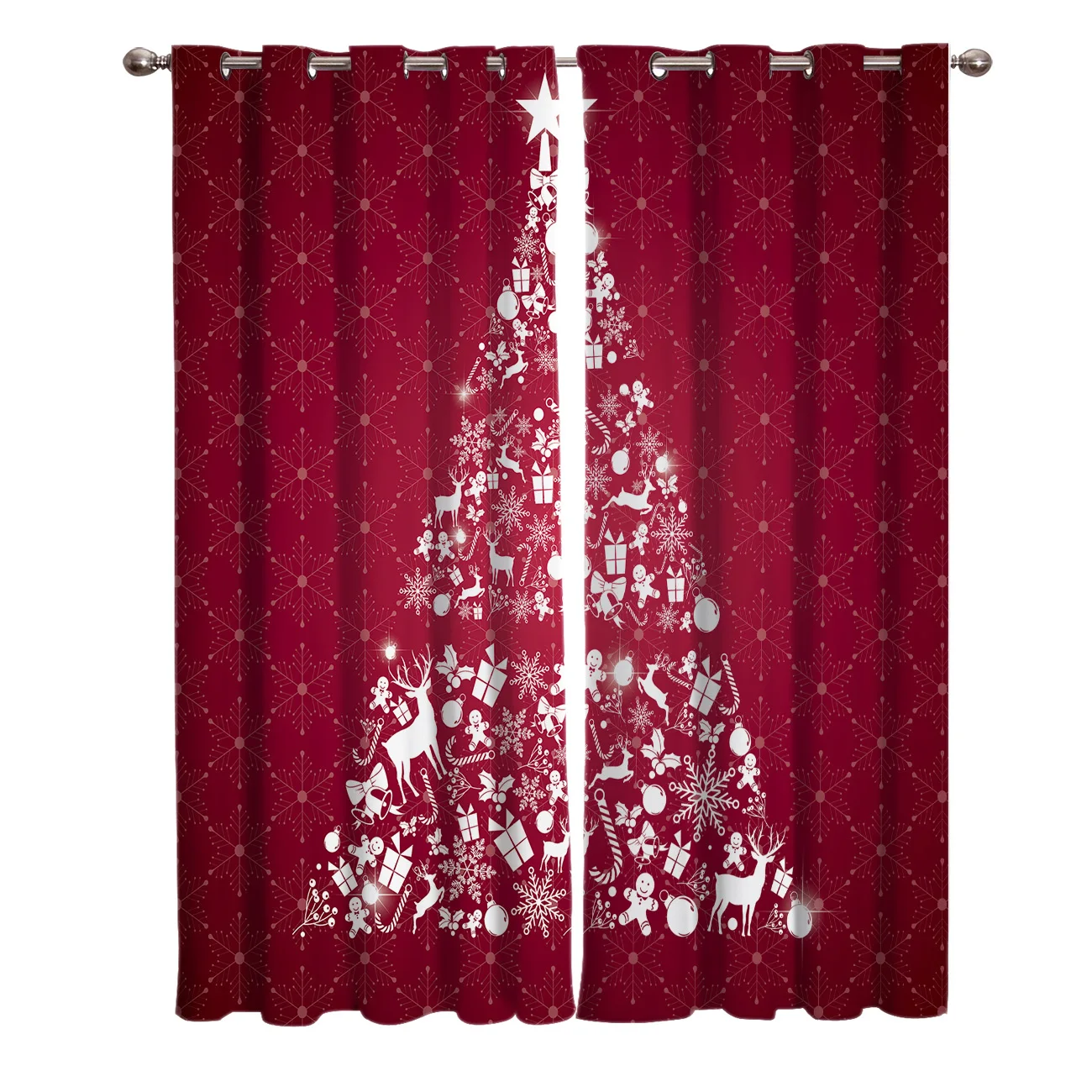 Красный Счастливого Рождества окна занавески s темные жалюзи гостиная спальня
