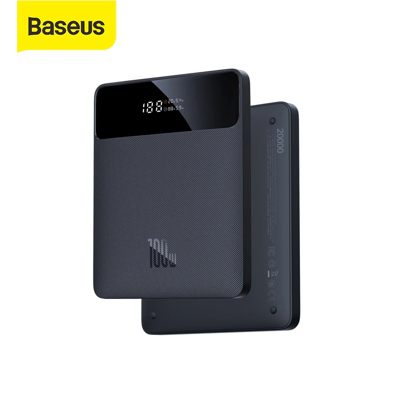 Мировая премьера Baseus 100W Мощность банка 20000 мА/ч, Тип C Быстрая зарядка PD Мощность банк Портативный внешний Батарея Зарядное устройство для Тетрадь