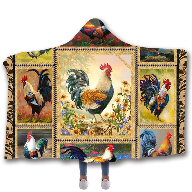 Флисовое одеяло с капюшоном и принтом курицы s покрывало для кроватей