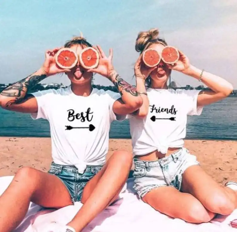 

Skuggnas Best friends Funny Summer Cotton t shirt Tumblr Bestie T shirt Short Sleeve Best Friend Shirt Bff Women Top Drop Ship