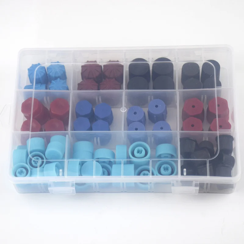 77pcs A/C R134a R12 Air Conditioning Valve Core Cap Service Port Fitting Seat for Bmw VW Benz Jetta Buick Car Auto AC pipe - купить по
