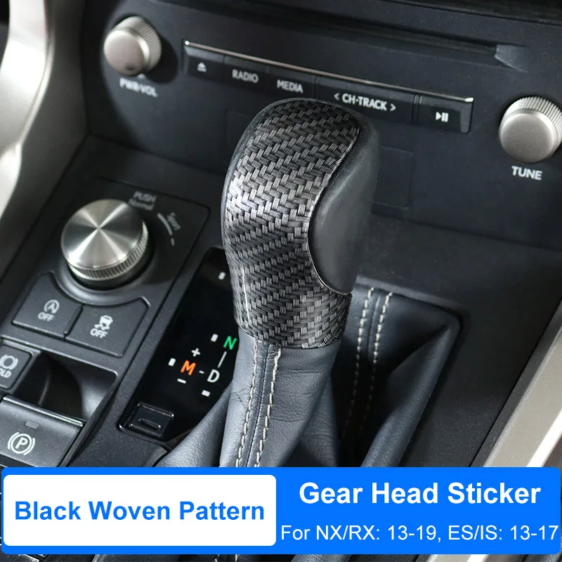 Woven Pattern Black QHCP ручка переключения рулевого механизма автомобиля крышка на голову наклейка из углеродного волокна внутренняя отделка Подходит для Lexus NX200 300 ES200 250 RX300 300H - Название цвета: Woven Pattern Black