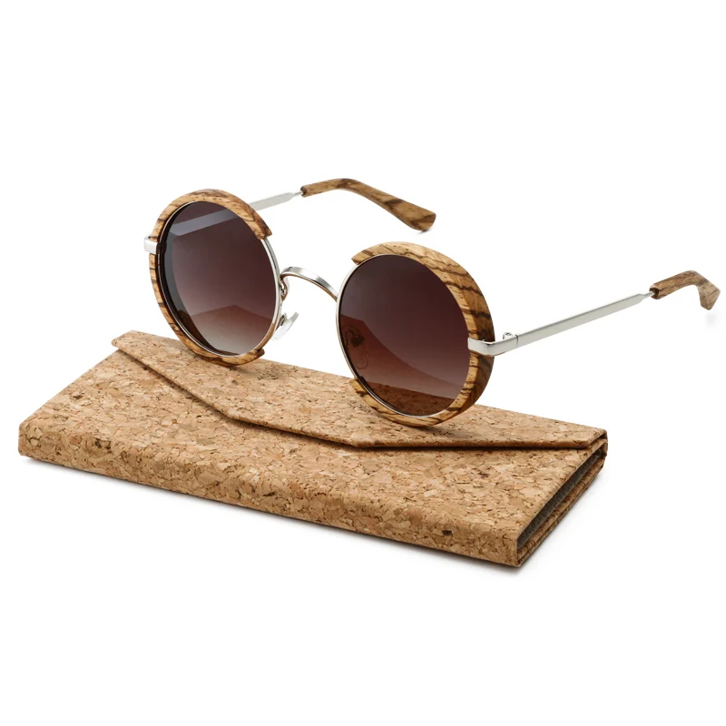 

All Seasons Men Handmade Wooden Polarized Sunglasses Gradient Gray Lenses UV400 Retro Style Round Women Sun Glasses With Case