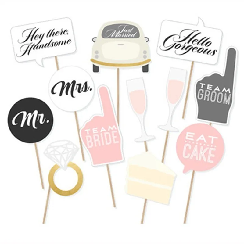 12 шт. забавные Mr Mrs Свадебные девичник Photo Booth Реквизит вечерние поставки торт