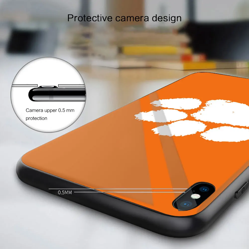 

Glass Soft Silicone Balck Case Shell for iPhone 12 11 Pro X XS Max XR 8 7 6 Plus SE 2020 S Cover dog footprint drawing