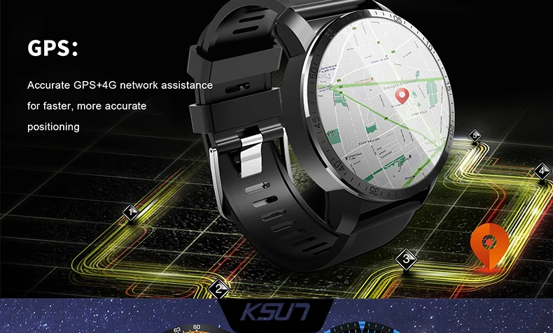 KSUN R907 4G Смарт-часы Android 7,1 С Камерой 8 Мп gps 2,03 дюймов экран 800 мАч батарея Спорт Бизнес ремешок для мужчин