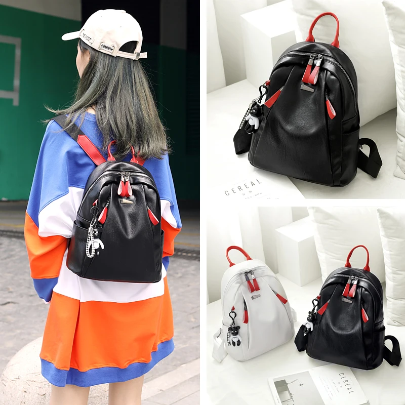 Рюкзак женский из мягкой кожи с отделениями в стиле колледжа для