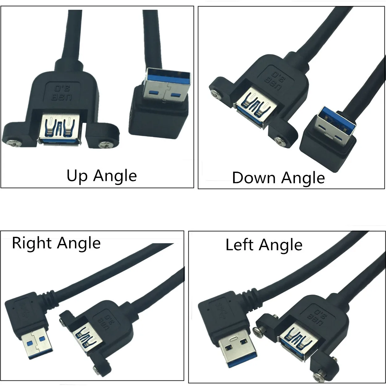 

30cm USB 3.0 female panel mount to USB-A male 90° angle plug extension Cable for PC,USB Male to Female extension cable