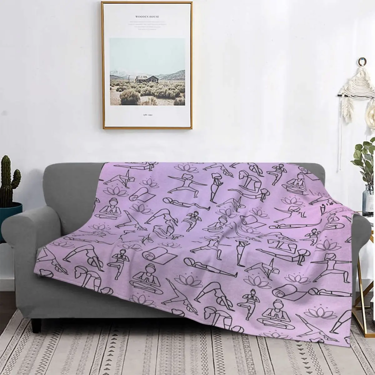

All About Yoga-colcha de color rosa y morado