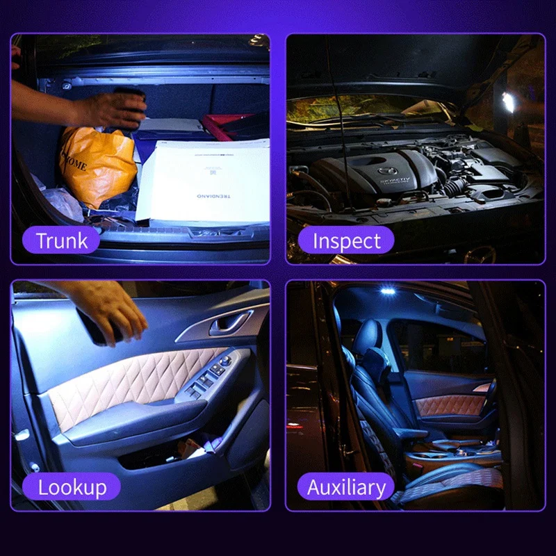 

NHBR-Universal Car Reading Light USB Rechargeable LED Trunk Night Light with White Blue Dual Mode