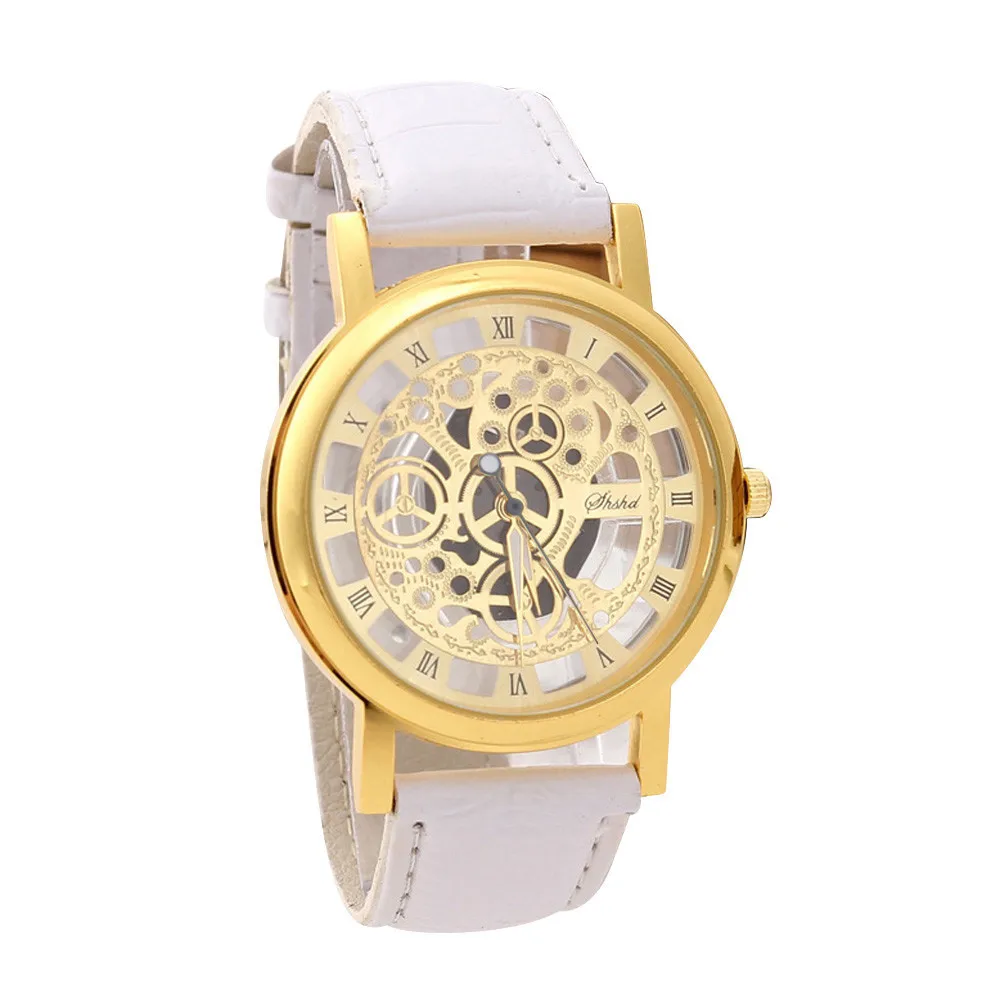 

Men Vintage Luxury Watches Unique Hollowed-out Stainless Steel Quartz Military Sport Leather Band Dial Wrist Watch 2021