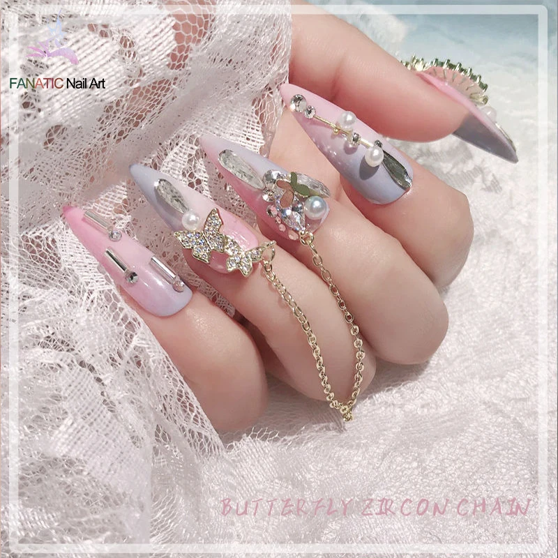

10Pcs Nail parts metal zircon Super Flash Pendant nail decoration nail charms luxury parts nail supplies for professional