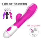 Вибратор USB Rabbit для женщин, 30 скоростей, вибрирующие вибраторы для женщин, женский мастурбатор, Массаж точки G, клитора, фаллоимитатор, интимные игрушки для женщин