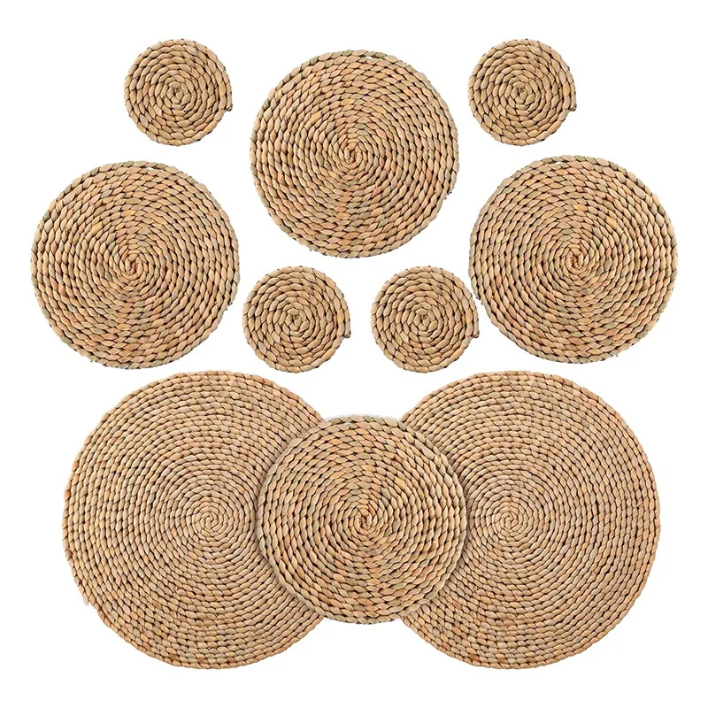 

10Pcs Round Weave Placemat Non-Slip Heat-Resistant Mats for Table,Pots,Pans Teapots in Kitchen,12 Inch,8 Inch,4 Inch