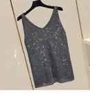 Женский топ без рукавов, майка с блестками, короткий летний топ большого размера, трикотажная кофточка