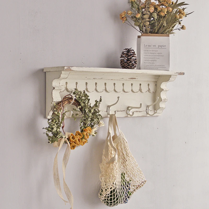 

retro vintage hand crafted decorative coat rack wall wood