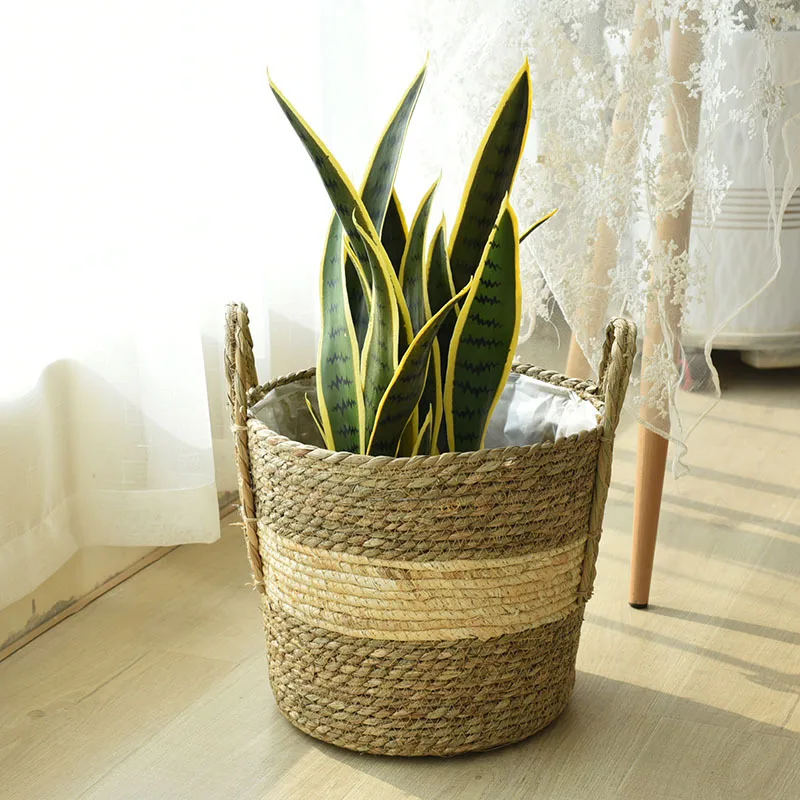 

Woven Flower Basket Rattan Storage Basket Home Decor Retro Storage Straw Flower Pot Multipurpose Planter Home Decoration