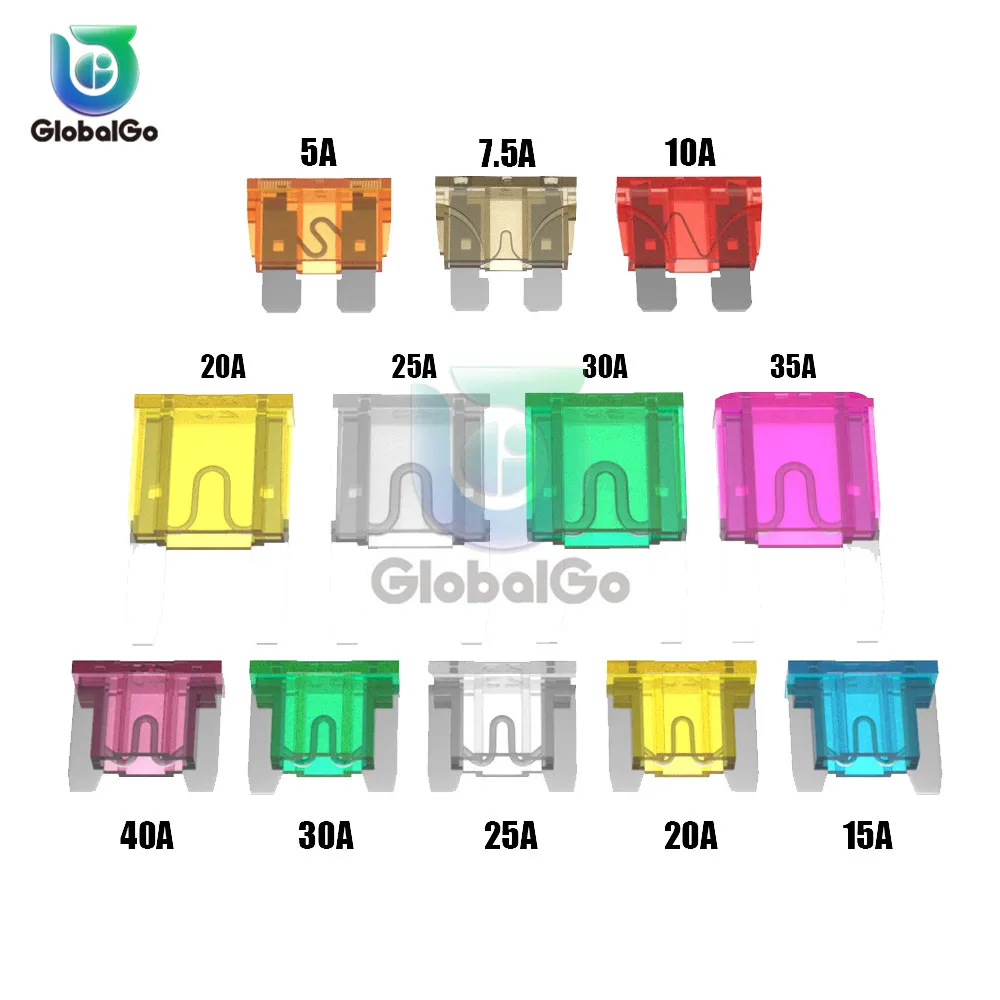 50pcs/Lot Mixed Mini Blade 5A 10A 15A 20A 25 30A 35A 40A AMP Set For Truck Boat Motorcycle Auto Car Small Large Fuse | Обустройство