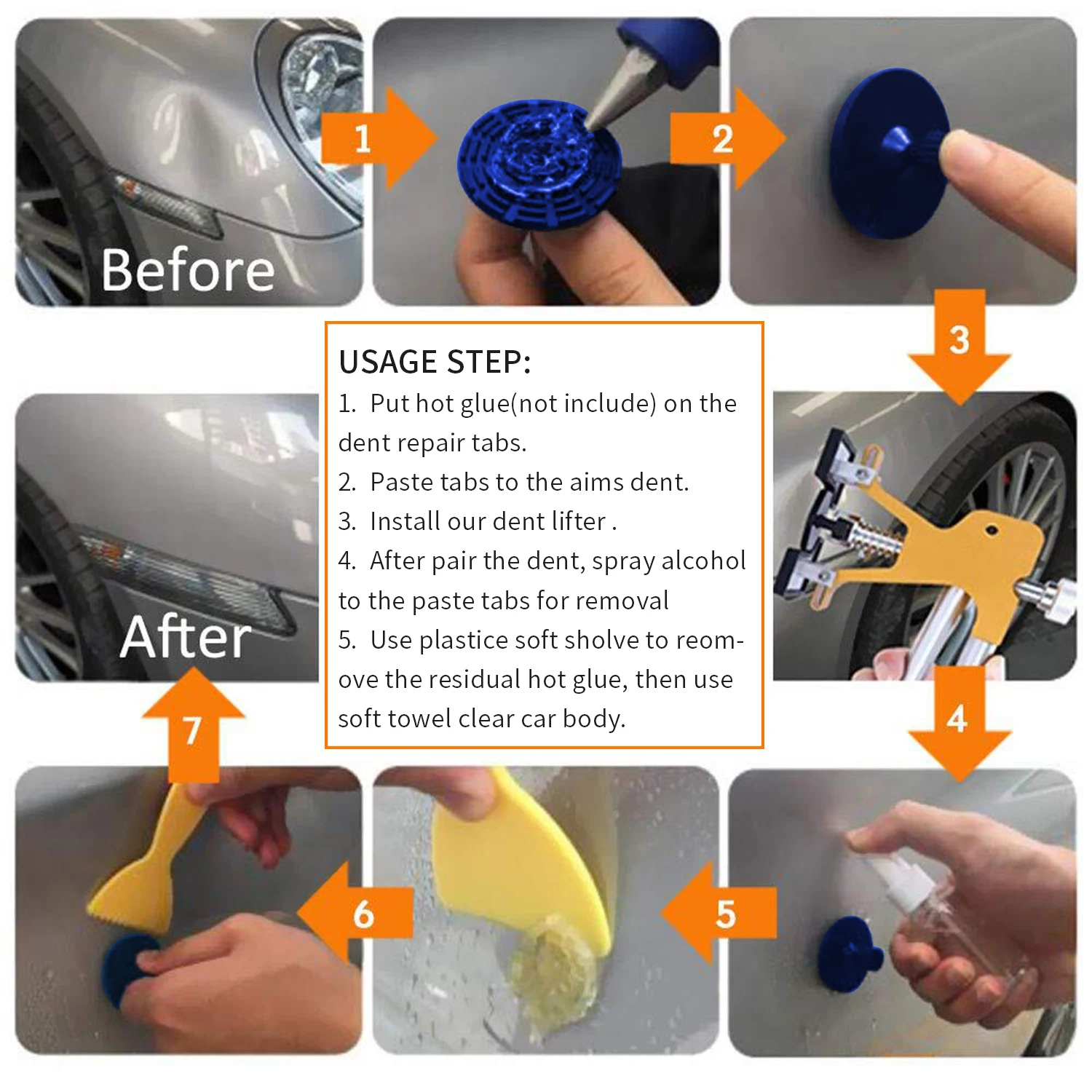 Multifunctional Adjustable Paintless Dent Puller Tool Kit Professional Lifter Repair Set for Car Surface | Инструменты