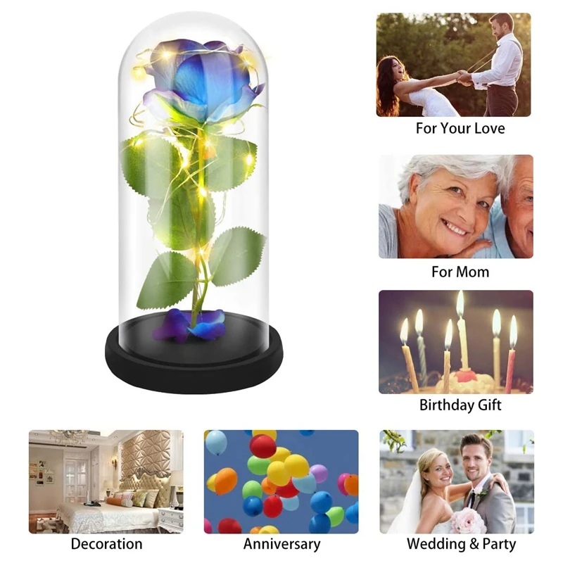 Rose That Lasts Forever Flower with LED Light in Glass Dome for Valentine's Mother's Day Birthday Women Best Gift | Дом и сад