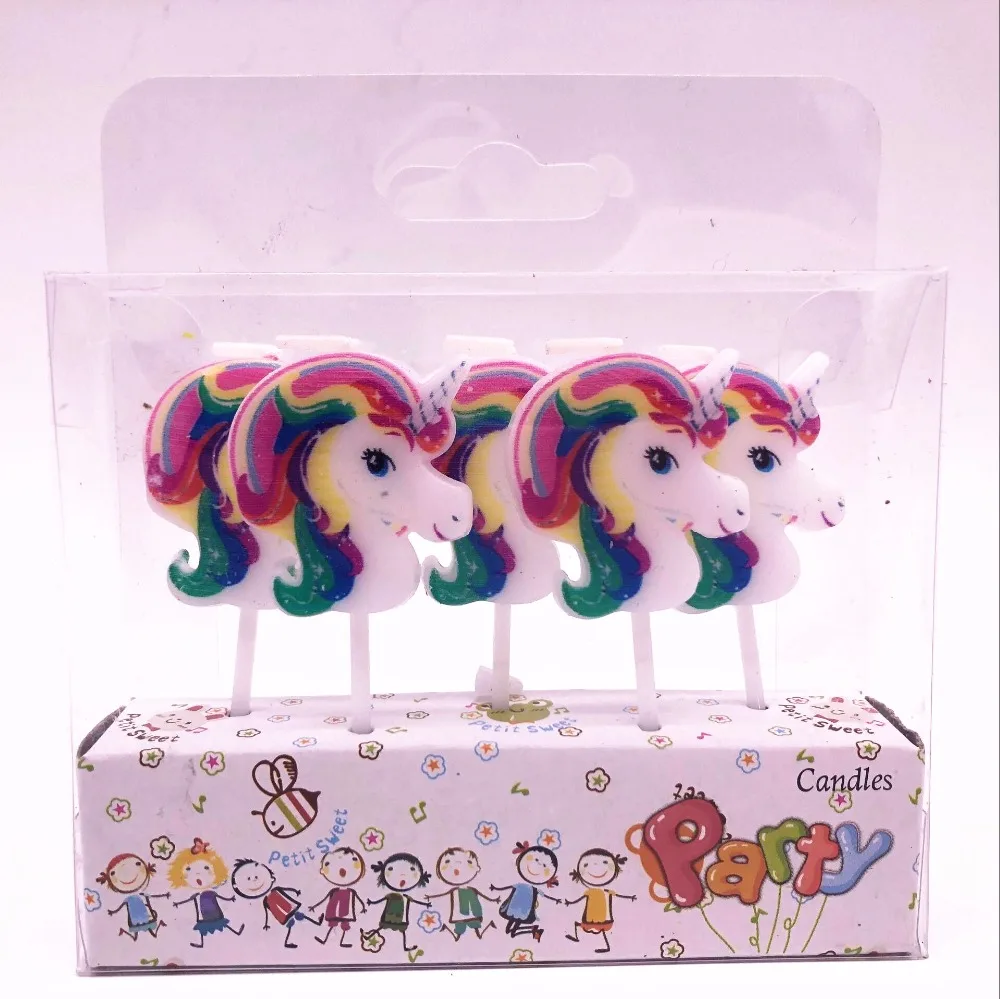Вечерние свечи с единорогом детские на день рождения вечерние украшения для
