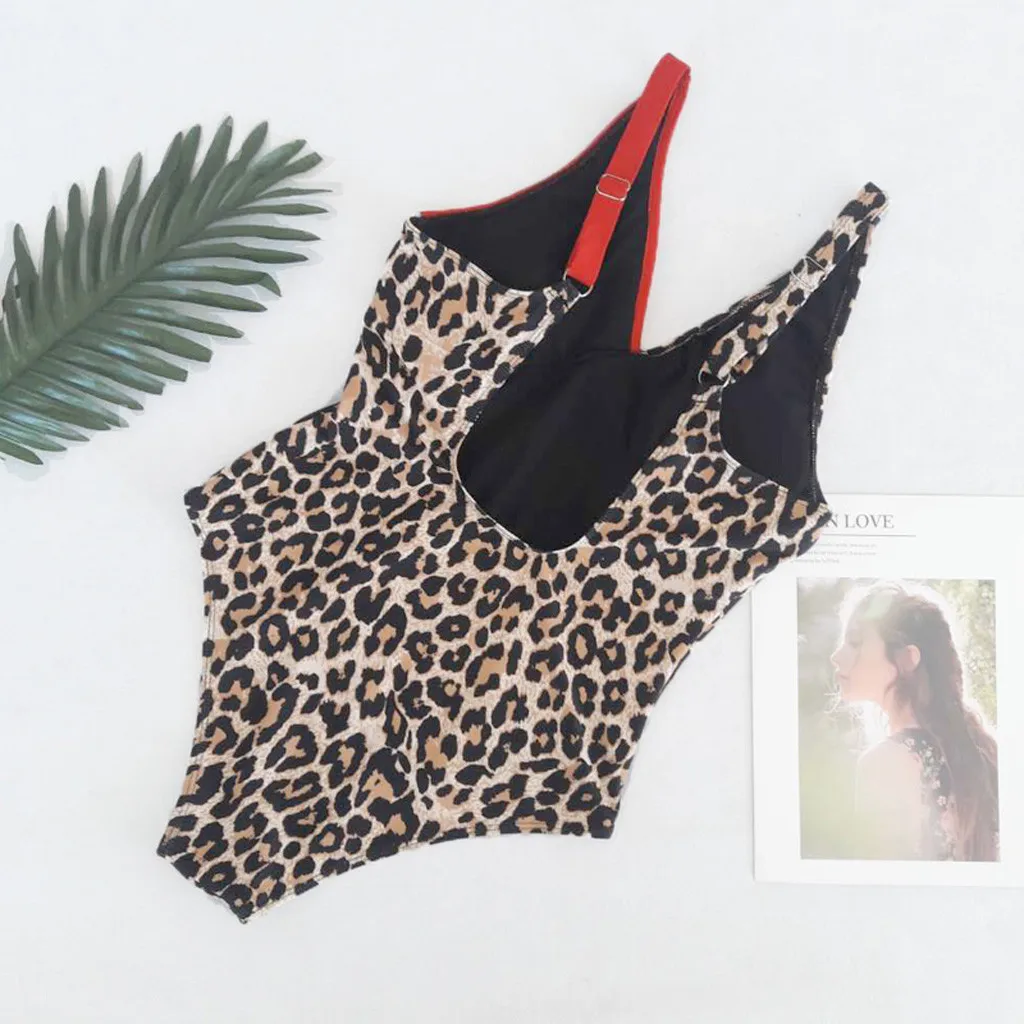 

SAGACE Ladies Leopard Print Colorblock Swimsuit Womens Sleeveless Printing One-Piece Diving Surfing Swimwear Swimsuit Beachwear
