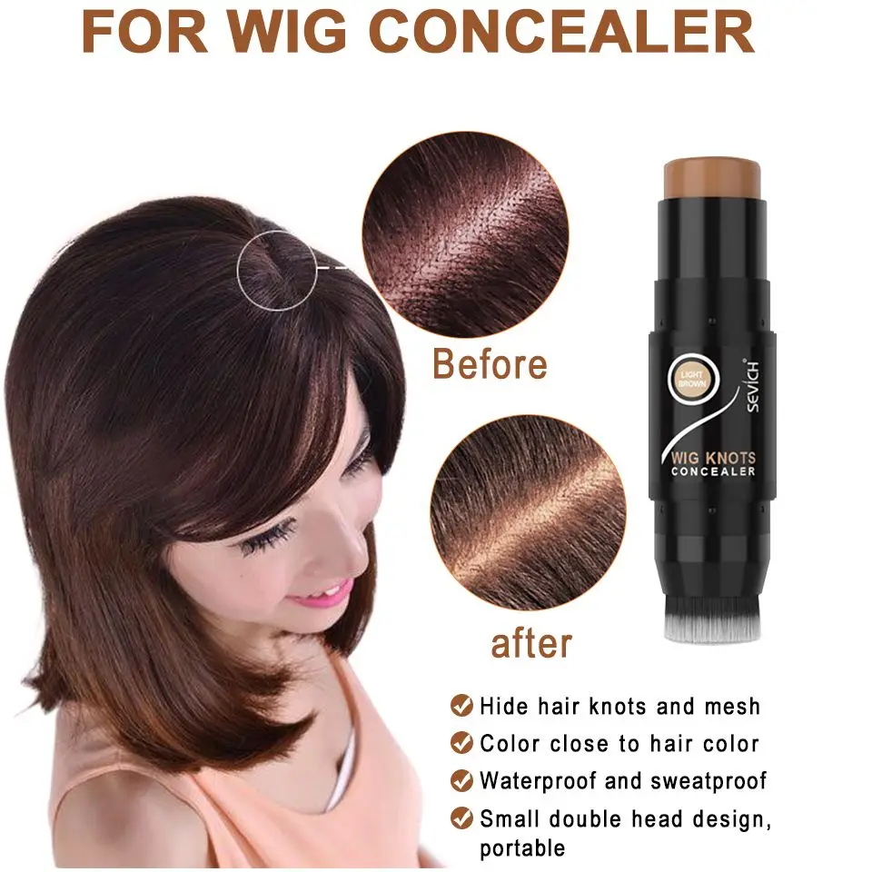 

Sevich 2In1 Wig Knots Healer Wig Lace Tint Stick with Brush Lace Dyeing Pen Sweatproof Hairline Coloring Hide Stick 4 Color