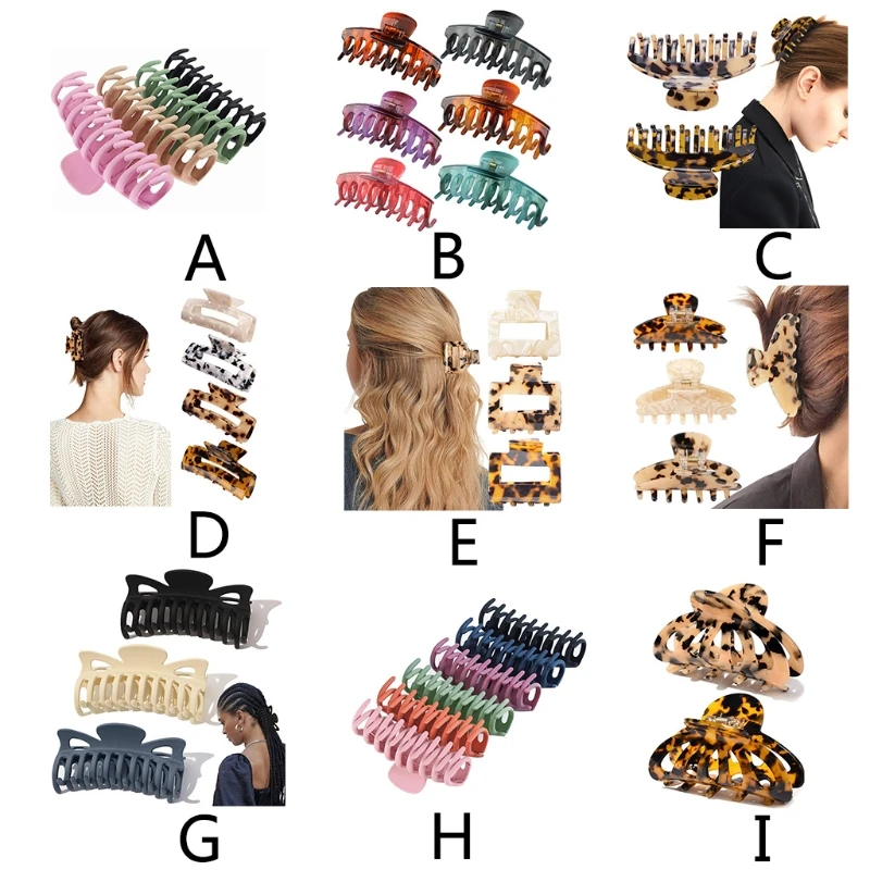 

X7XE Hair Claw Clips Set Leopard Print Multiple Sizes Color French Design Trendy Barrettes Fashion Accessories for Girls