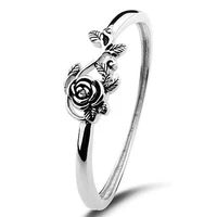 z versaille vintage blacke rose shaped women rings retro rose flower women rings