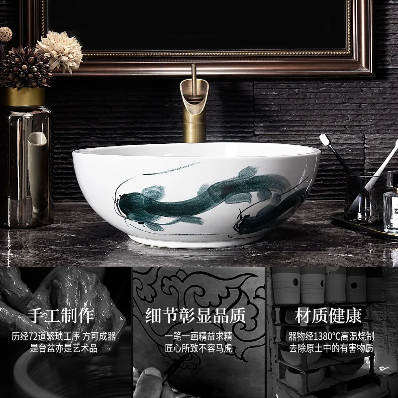 Китайское украшение керамическая живопись художественная раковина для ванной