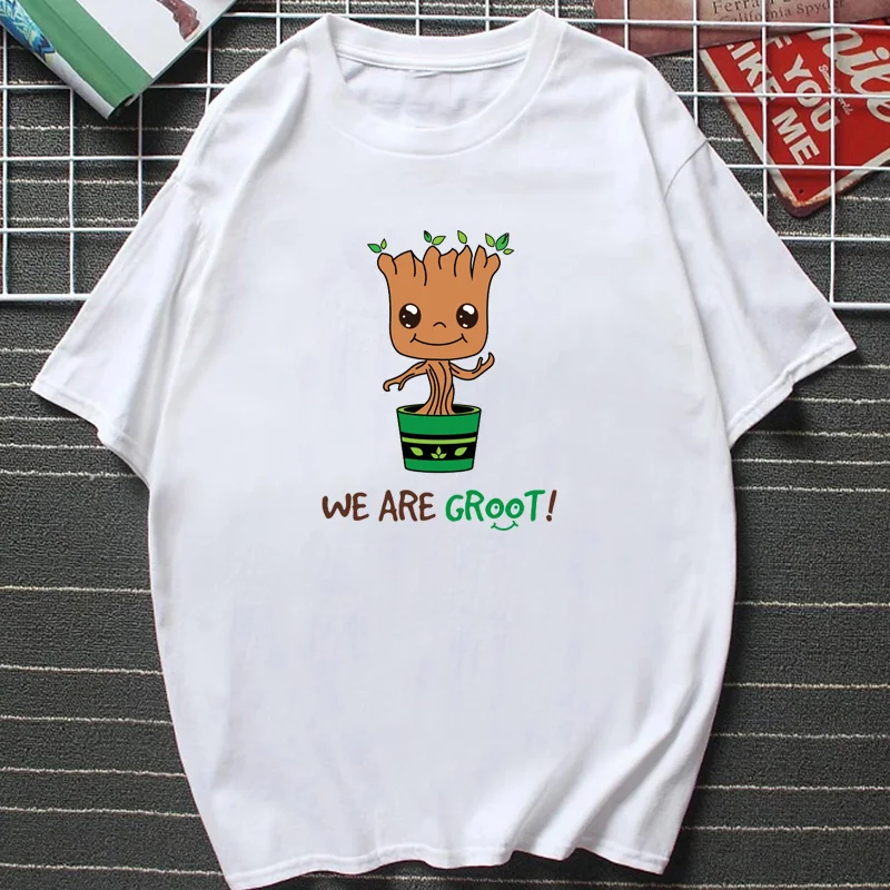 

We Are Groot Unisex 100% Cotton Clothes T Shirt New Harajuku Fashion Baby Groot Graphic Printed Tshirt Cartoon Summer Tops Tees